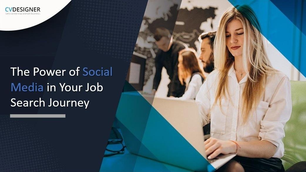 A professional presentation slide titled "The Power of Social Media in Your Job Search Journey"